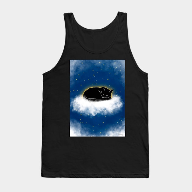 Stars In Heaven Black Cat Tank Top by Msstorey